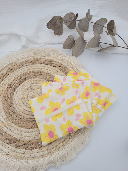 Washable wipes and pouch - Sunflower