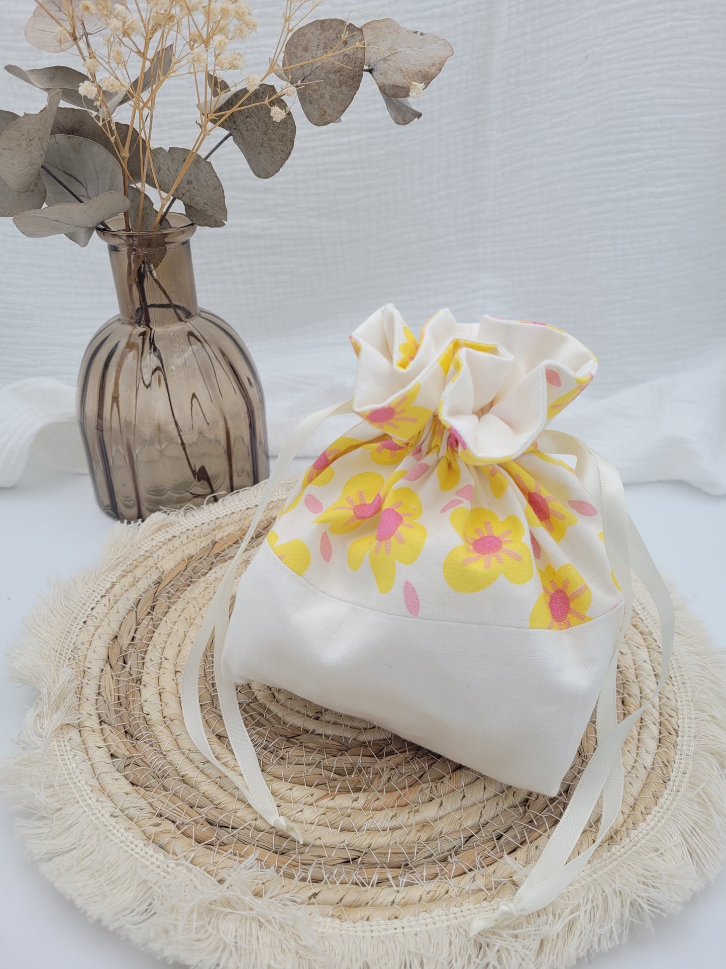 Washable wipes and basket - Sunflower