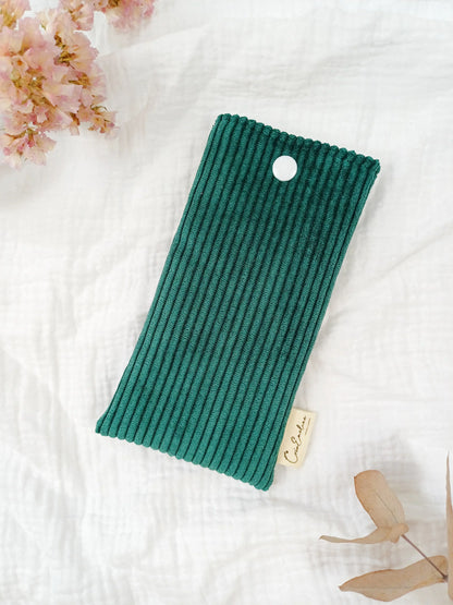 Etui à lunettes - Velours côtelé vert sapin - CréaEmeline - accessoire - fait-main