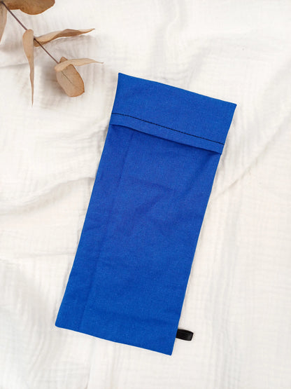 Pochette pour brosse à dents / couverts - uni bleu - CréaEmeline - accessoire - fait-main