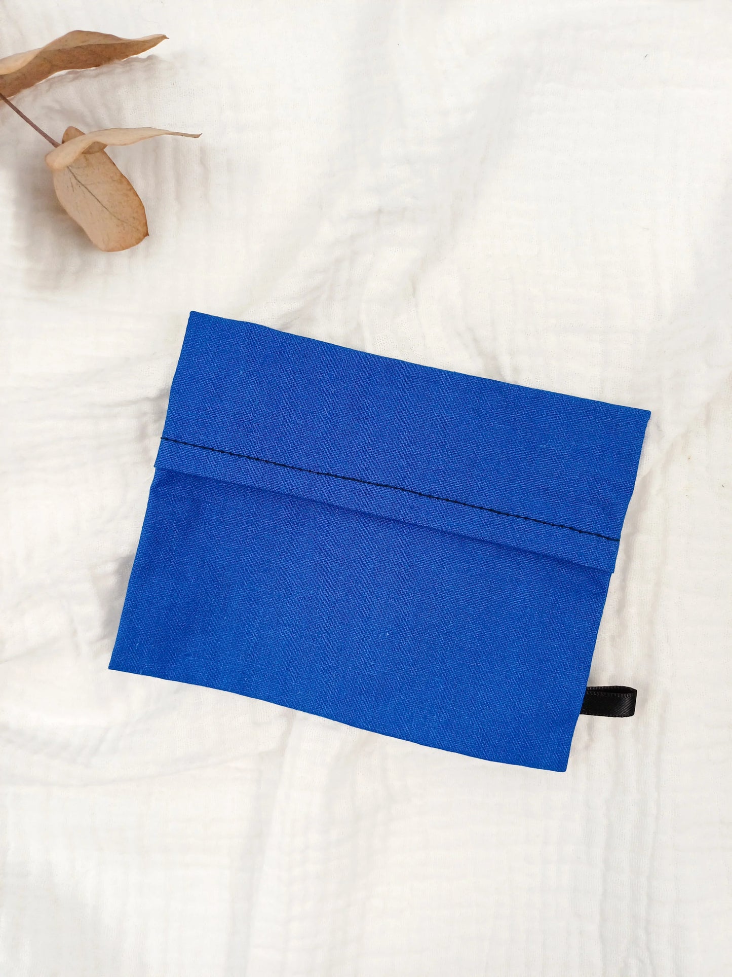 Pochette à savon - uni bleu - CréaEmeline - accessoire - fait-main