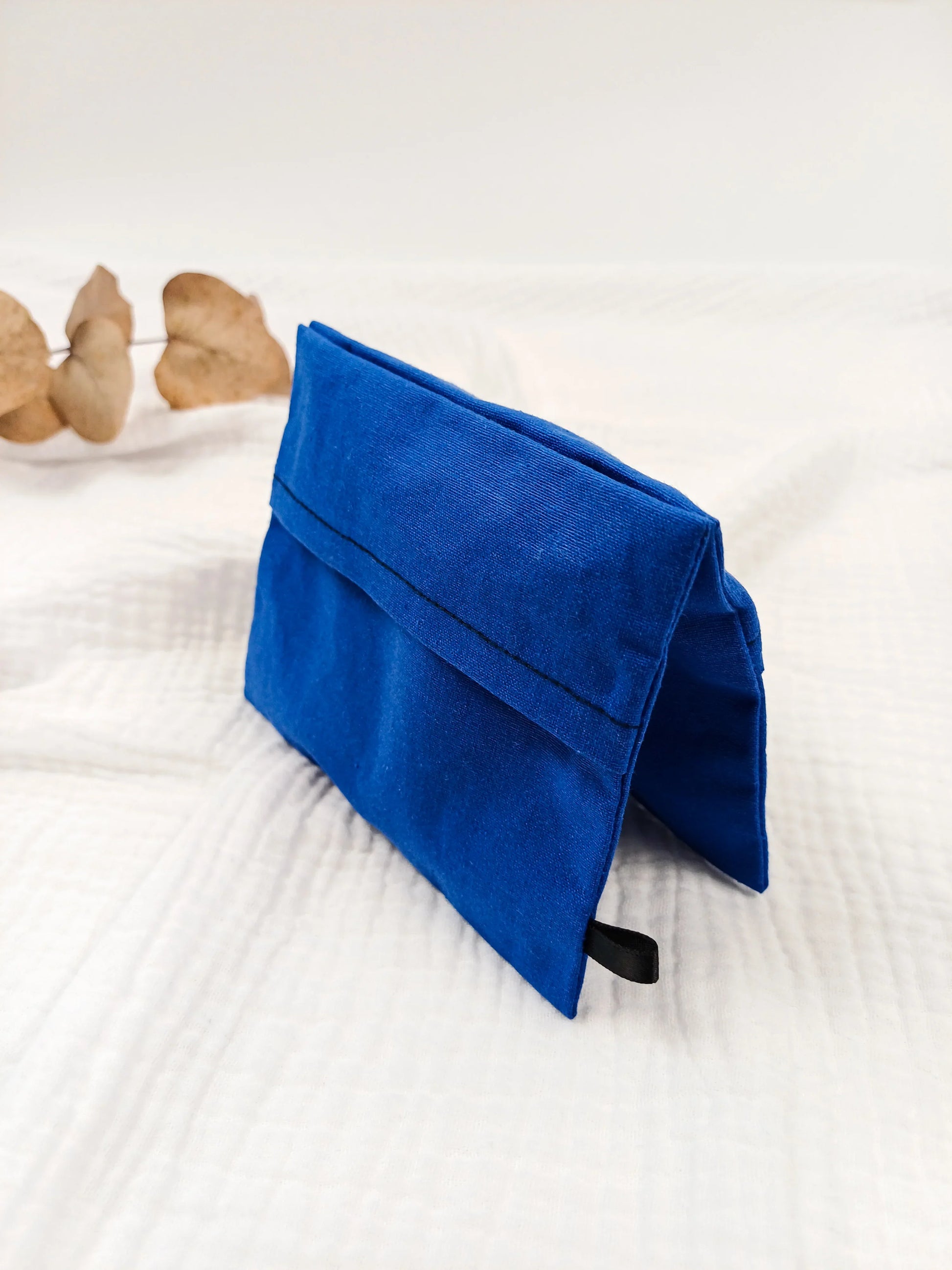 Pochette à savon - uni bleu - CréaEmeline - accessoire - fait-main