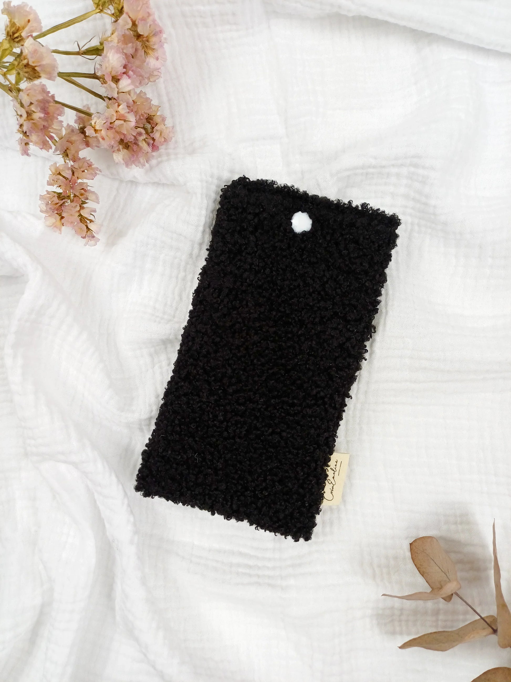 Etui à lunettes - Bouclette noir - CréaEmeline - accessoire - fait-main