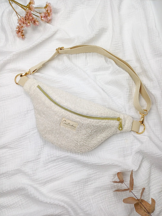 Sac banane - Bouclette écru - CréaEmeline - accessoire - fait-main