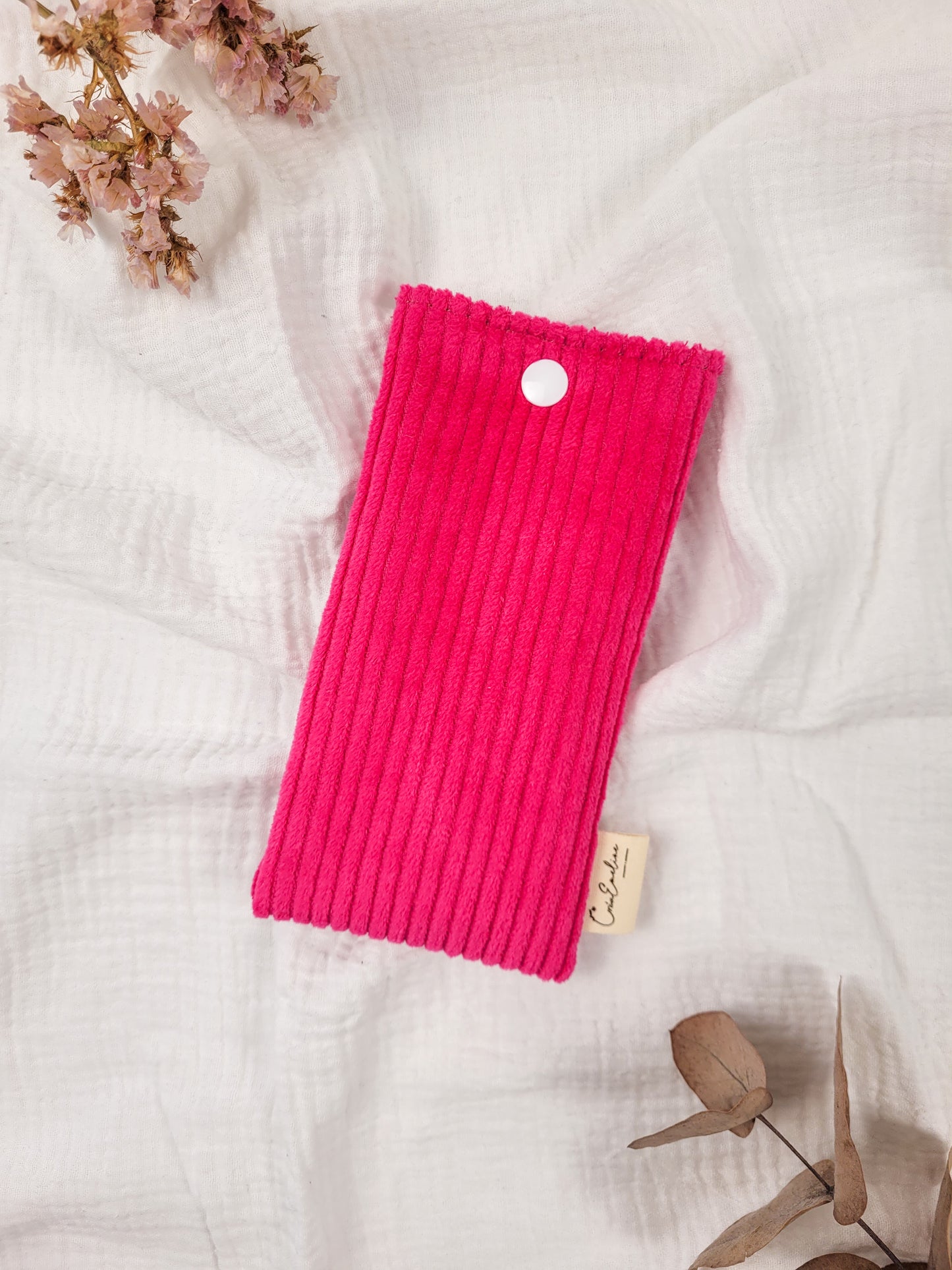 Eyeglass case - Fuchsia pink corduroy