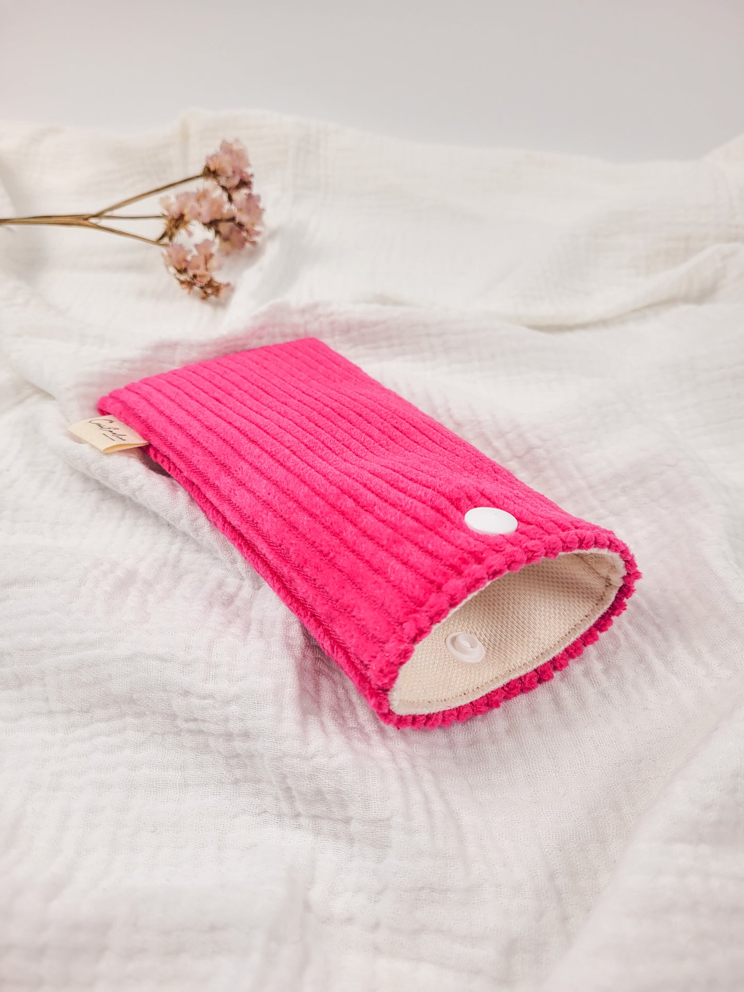 Eyeglass case - Fuchsia pink corduroy