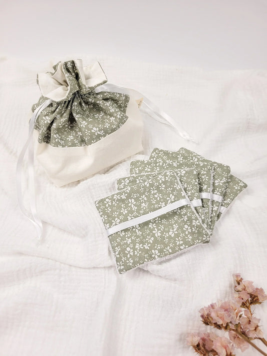 Lingettes lavables et panier - Perrine - CréaEmeline - accessoire - fait-main
